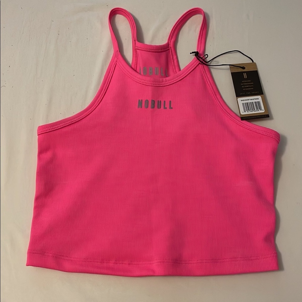 NWT Nobull hot pink cropped tank xs!